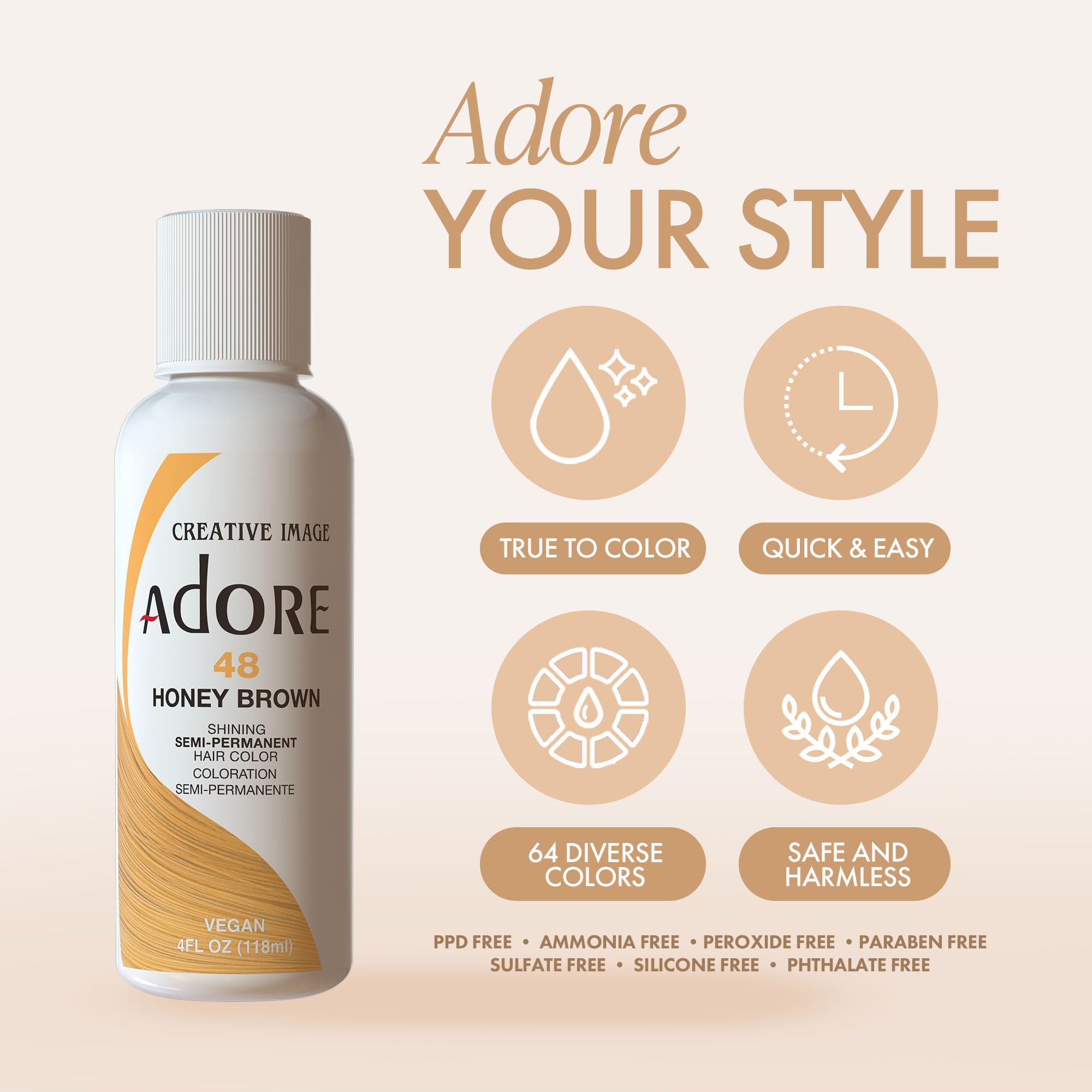Adore Semi Permanent Hair Color - Vegan and Cruelty-Free Pink Hair Dye - 4 Fl Oz - 190 Cotton Candy (Pack of 1)