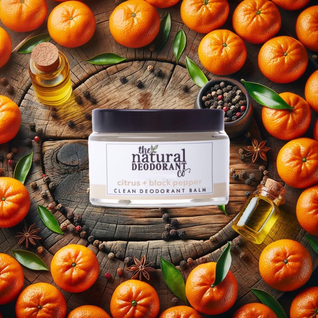 The Natural Deodorant Co, Clean Deodorant Balm Citrus & Black Pepper 55g, Aluminium Free, Plastic Free, All Day Protection