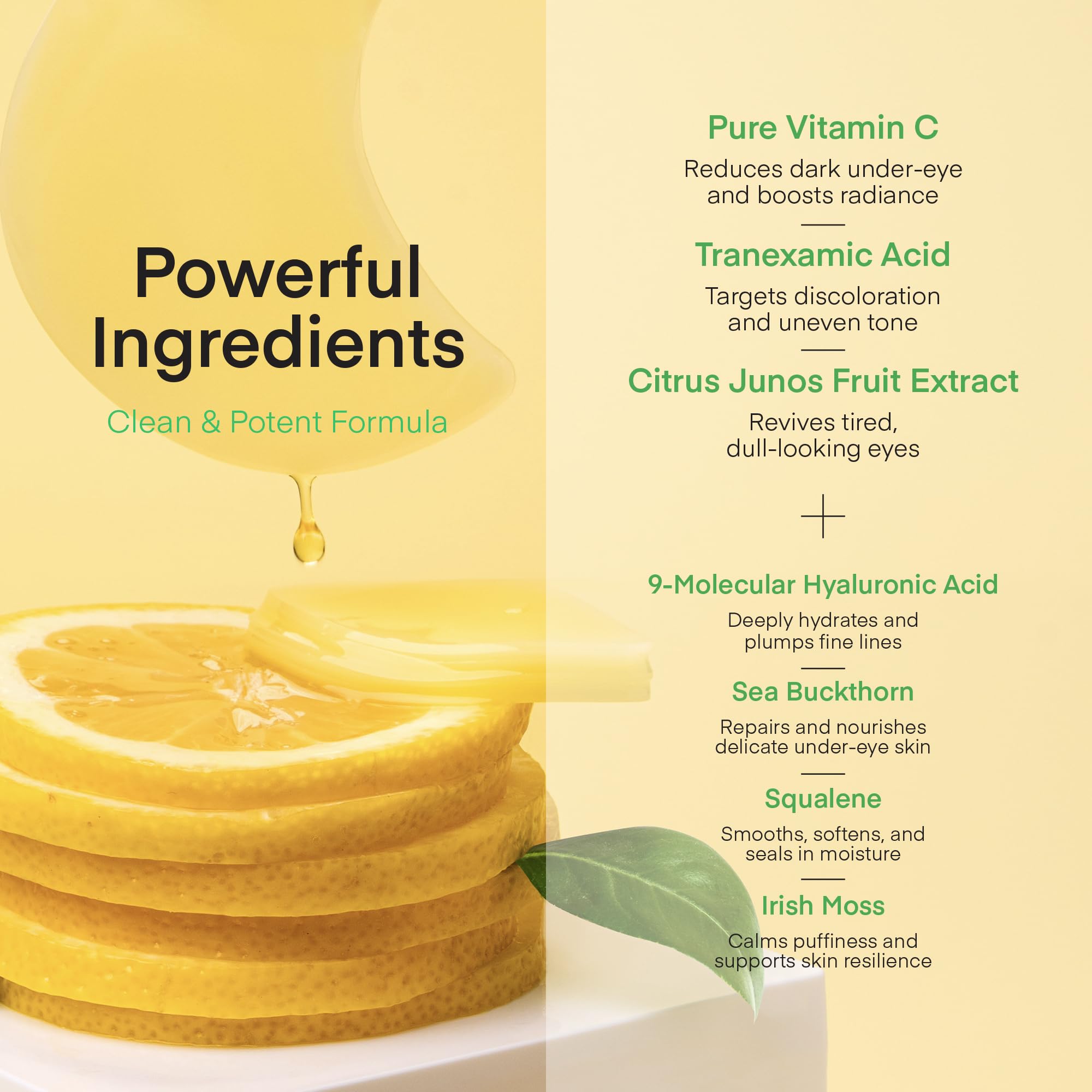 Korean Under Eye Gel Patches: Vitamin C Eye Masks for Dark Circles, Puffiness & Wrinkles - Brightening & Glowing Hydrogel Skin Care Pads with Tranexamic Acid, Caffeine & Hyaluronic Acid, 60 Pcs