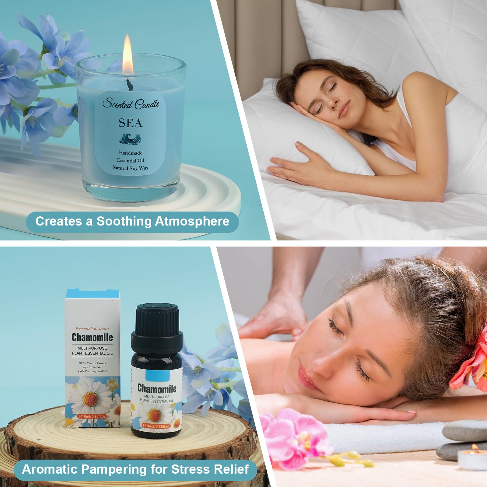 Pamper Gifts for Women, Gifts for Women Birthday Unique, Bath Sets Relaxation Spa, Get Well Soon, Self Care Package for Her Ideas for Siste, Ladies, Friend, Mothers Day (Chamomile)