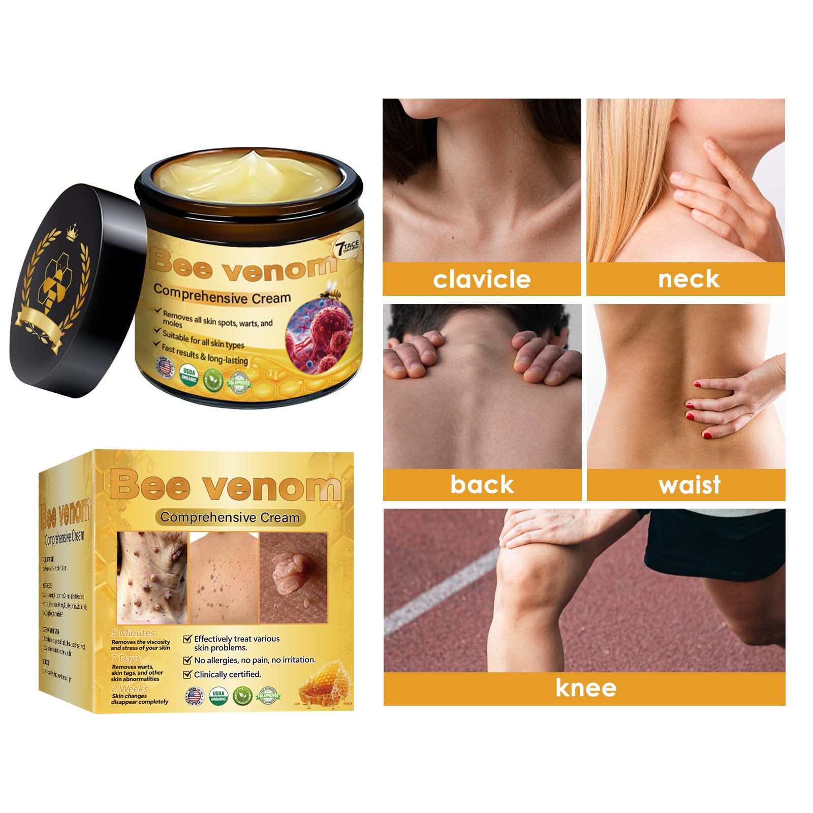 2pcs Bee Venom Comprehensive Cream, 2025 New Bee Venom Skin Restoration Cream,Natural BeeVenom Skin Treatment for All-body Repair,Deeply Nourishing and Moisturizing,60g*2