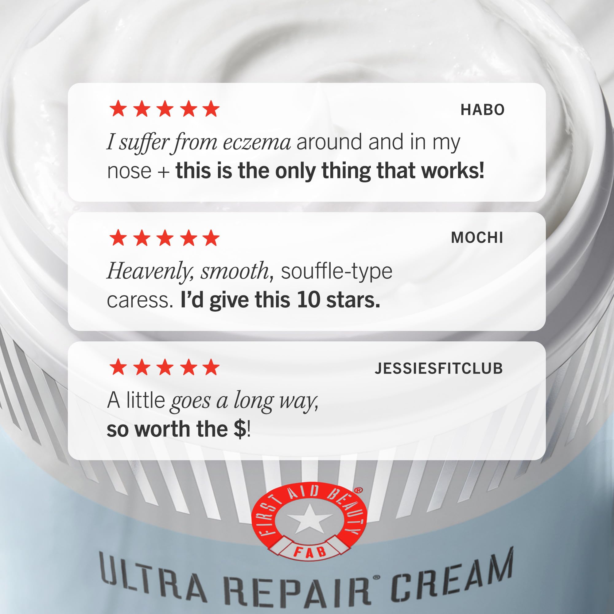 First Aid Beauty Ultra Repair Cream Intensive Hydration Daily Moisturiser for Face + Body – Strengthens Skin Barrier + Instantly Relieves Dry, Distressed Skin – 170.1 g + Bonus 28.3 g Travel Size