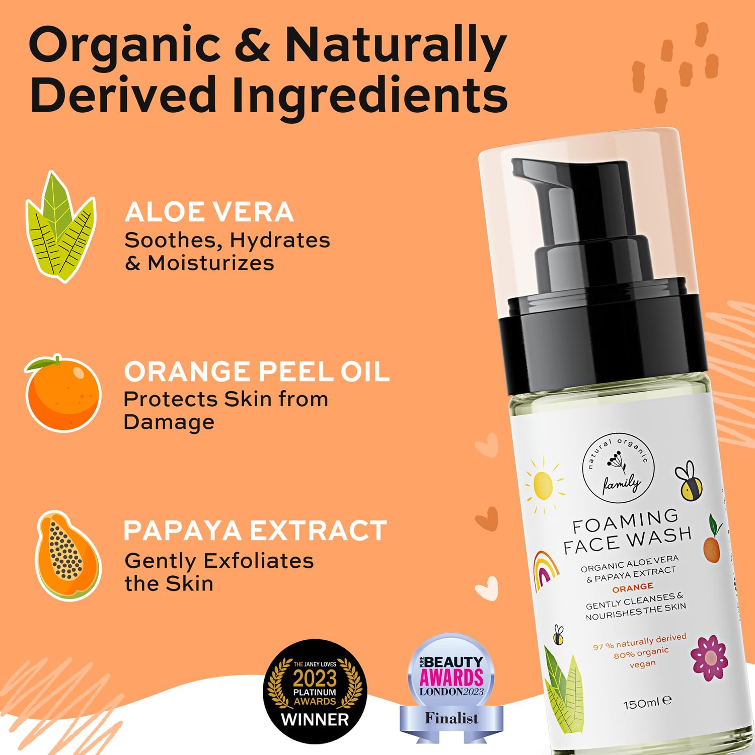 Kids Organic Foaming Face Wash - Natural Skincare for Teen Girls 10-12 - Gentle Facial Cleanser Cream for Dry Sensitive Skin - Hydrating Exfoliating & Non Toxic Moisturizer Soap for Tweens & Preteens