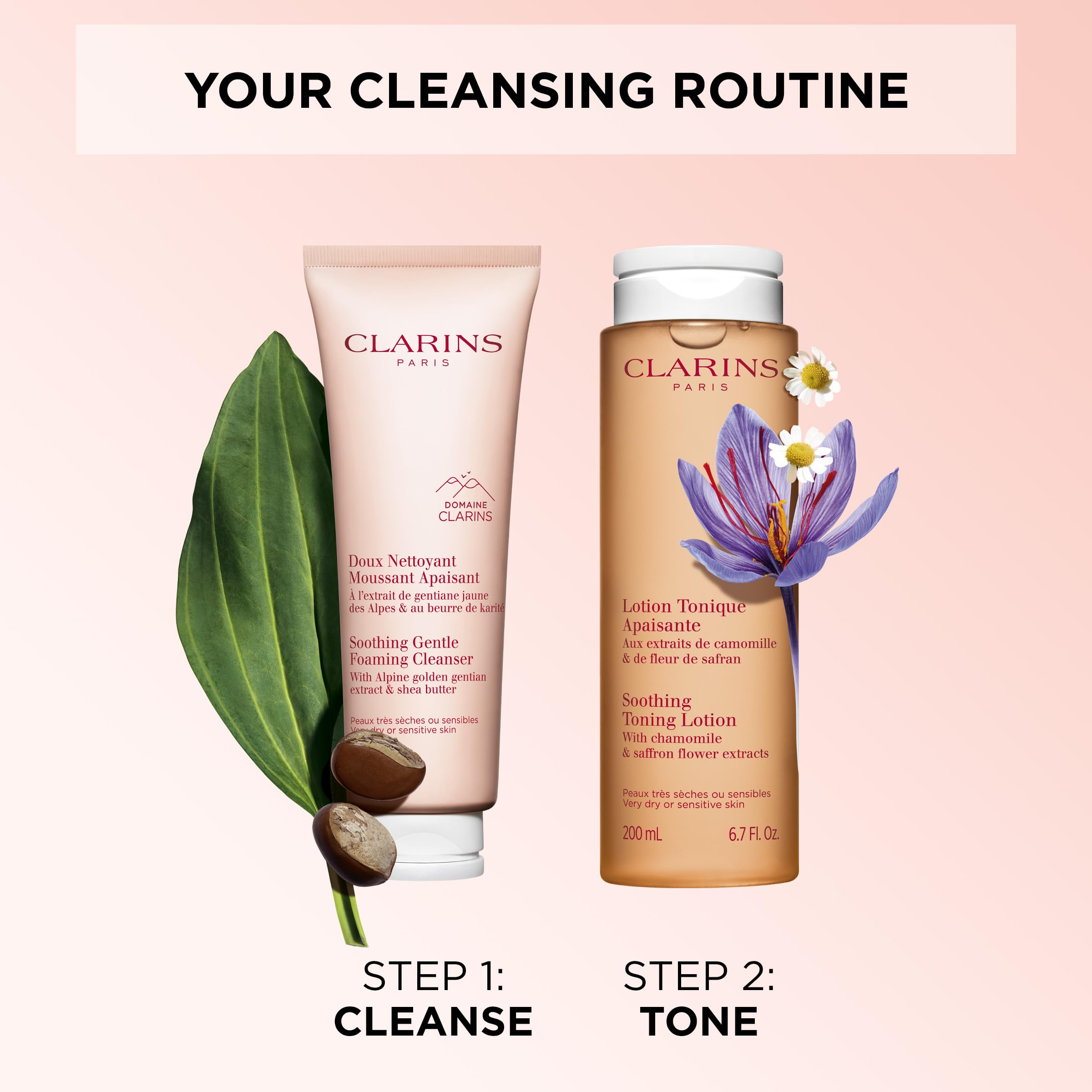 Clarins Soothing Foaming Cleanser 125ml | Gentle, Hydrating Cleanser for Sensitive Skin | Removes Makeup & Impurities Without Drying