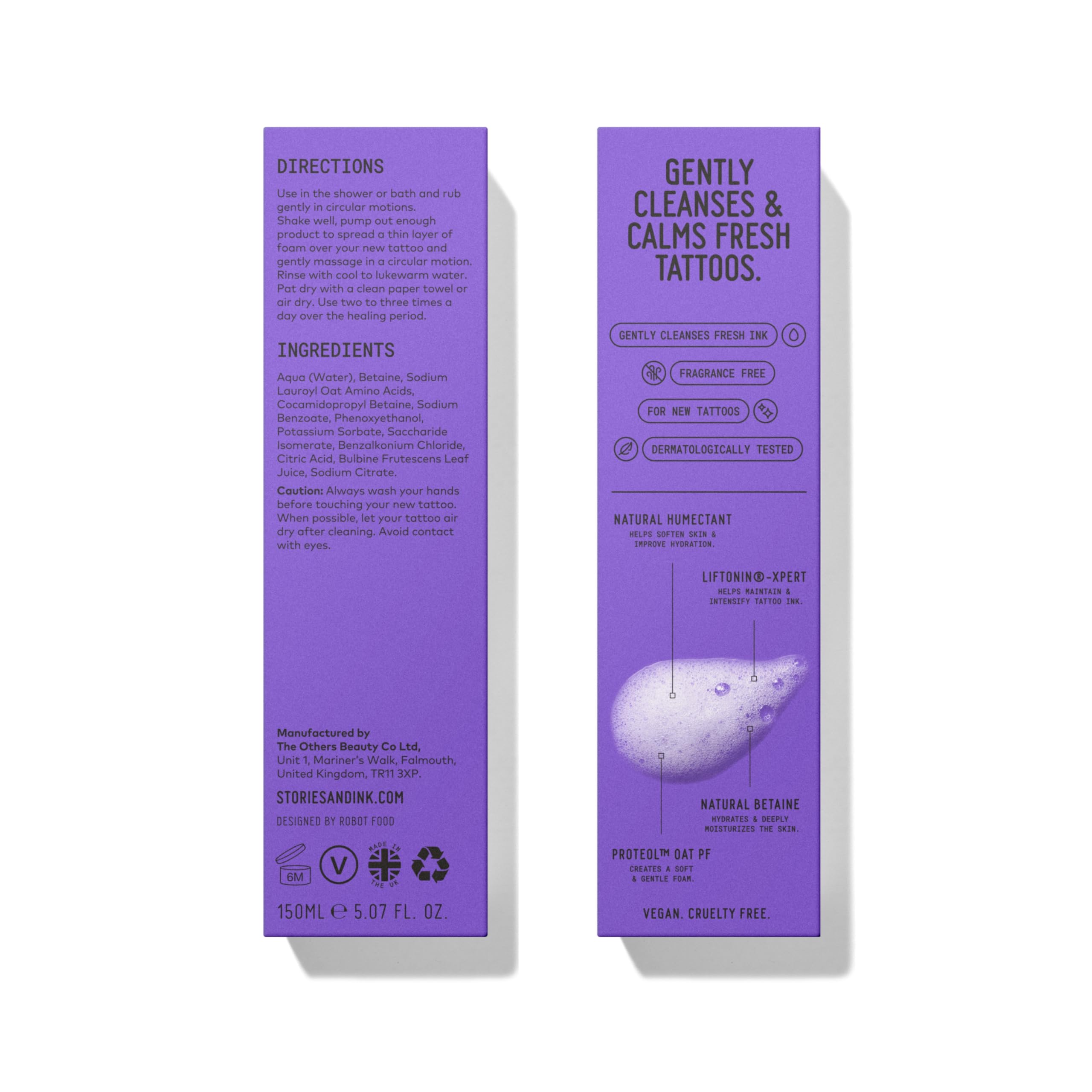 Stories & Ink | TATTOO AFTERCARE FOAM CLEANSER - For Fresh Tattoos, Soothes and Heals, Ultra Gentle, Soap & Sulfate Free
