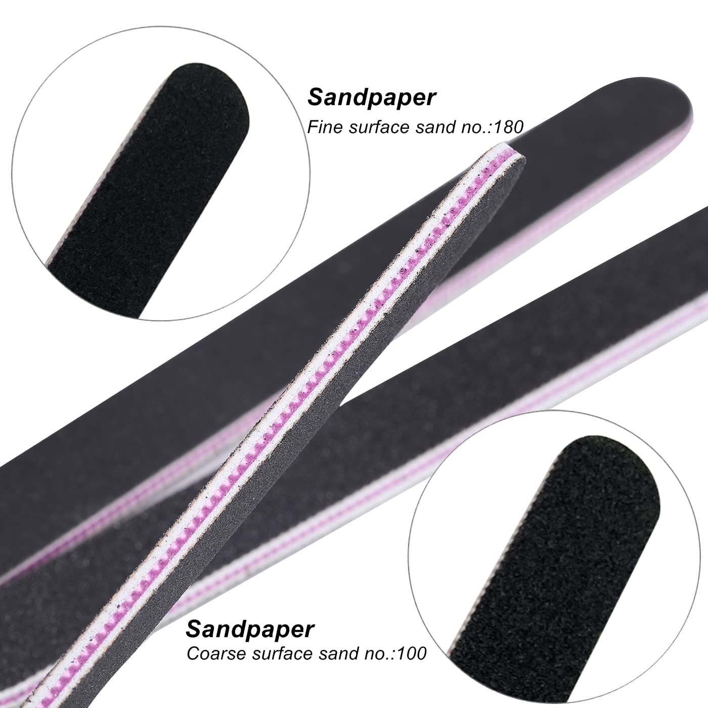 Smukdoo Nail Files Set,12PCS Professional Nail Files Double Sided Emery Board,Fingernal Buffing Files for Home,100/180 Grit