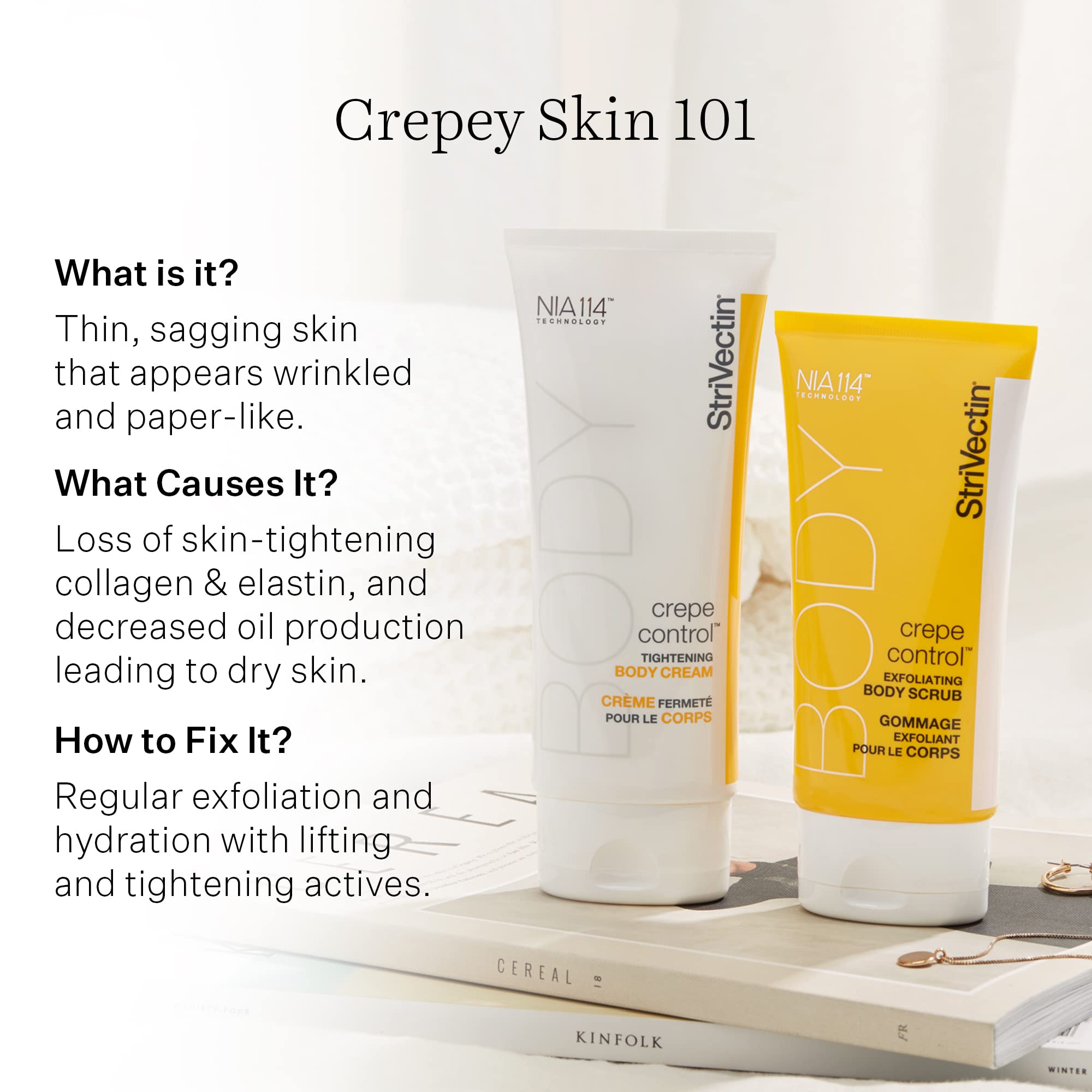 StriVectin Tighten and Lift Crepe Control Tightening Body Cream for Firmer, Brighter Arms and Legs, 6.7 Fl Oz