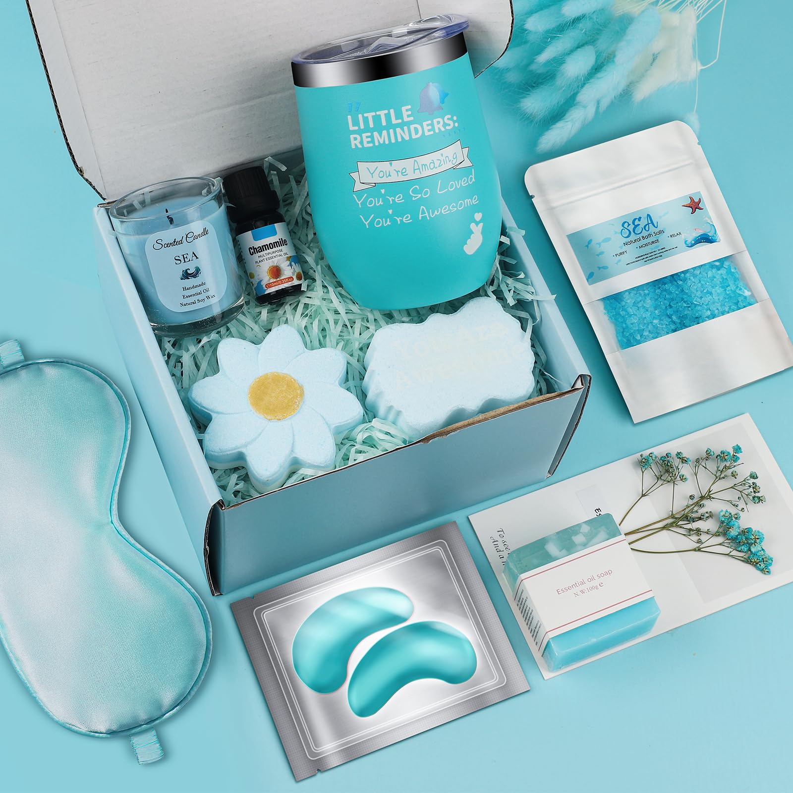 Pamper Gifts for Women, Gifts for Women Birthday Unique, Bath Sets Relaxation Spa, Get Well Soon, Self Care Package for Her Ideas for Siste, Ladies, Friend, Mothers Day (Chamomile)