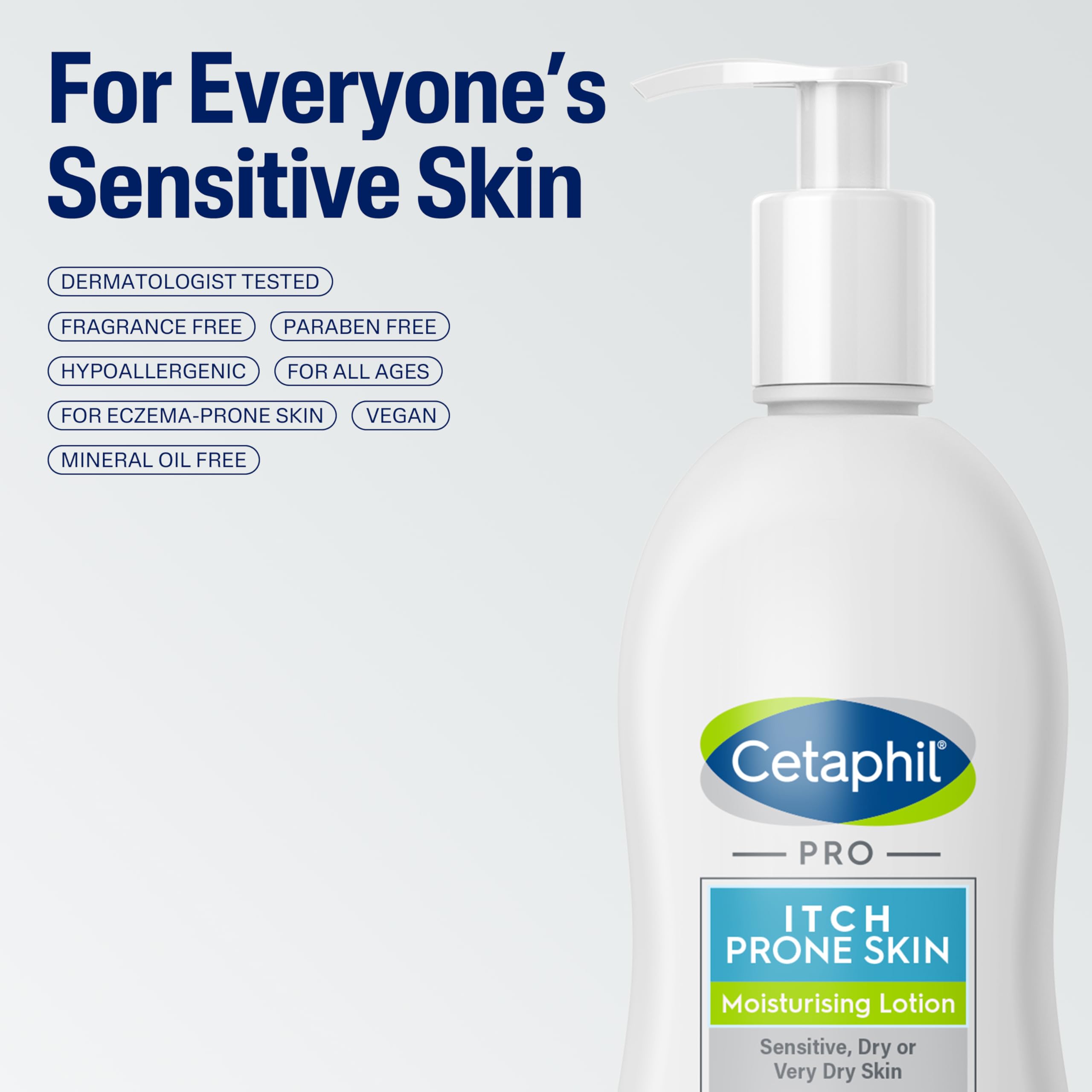 Cetaphil PRO Body Moisturiser, 295 ml, Moisturising Lotion For Itch Prone and Eczema Prone Skin, With Niacinamide and Shea Butter, Vegan Friendly