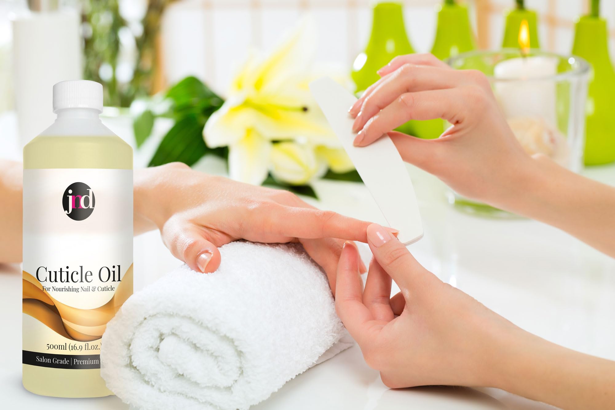 JND Cuticle Oil with Jojoba – Nail & Cuticle Conditioner for Dry, Cracked Skin – Strengthens, Hydrates & Revitalizes – Manicure Treatment for Healthy Nails (500ml)
