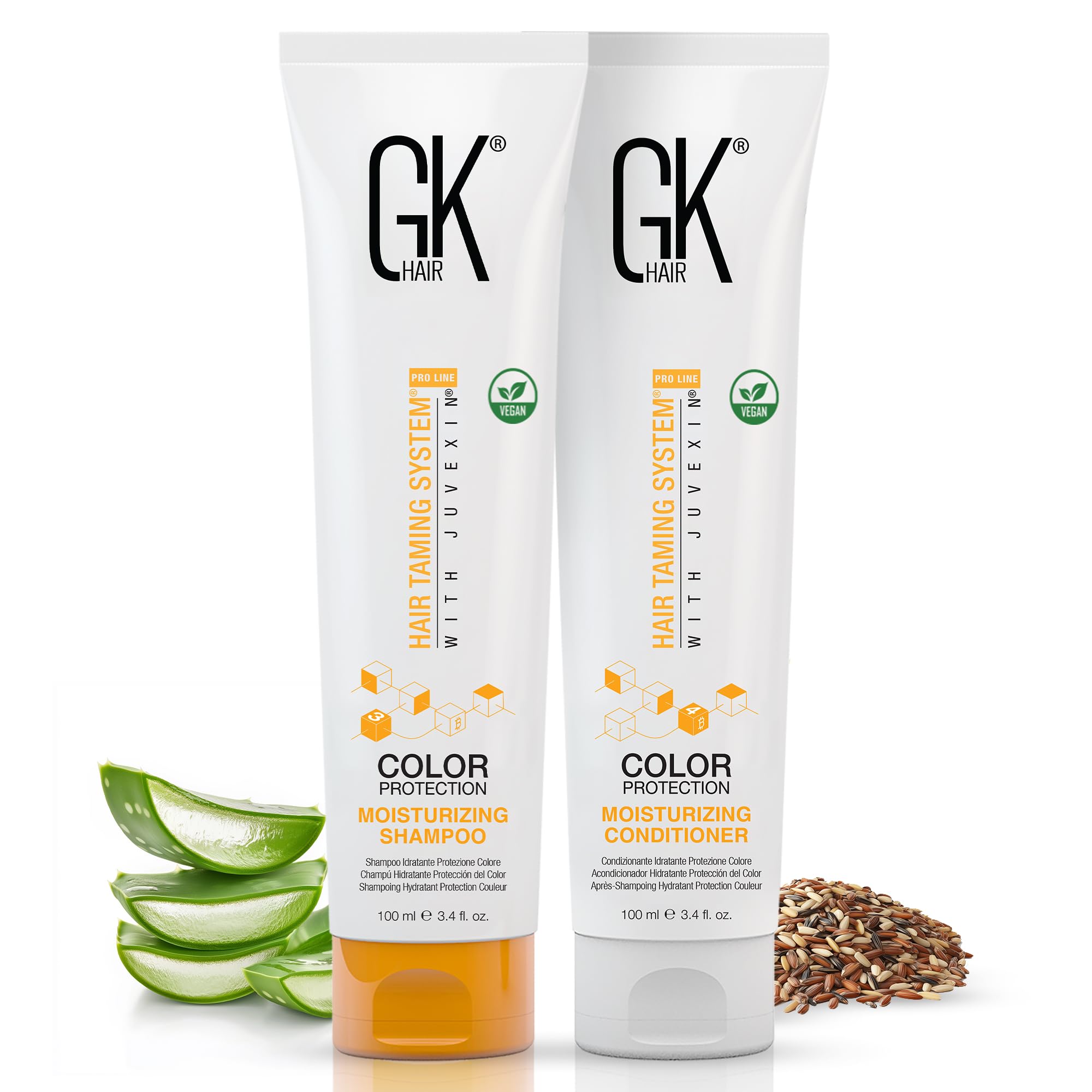 Sulphate Free Moisturizing Shampoo and Conditioner Duo for Colour Protection and Keratin Treatment By GK HAIR Nourishes Cleansing Dry to Normal Paraben-Free Aftercare Men and Women - 100ml Each