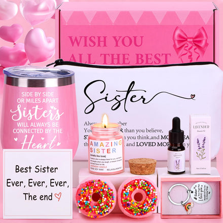 Sister Gifts From Sister Brother, Sister Birthday Gifts,Pamper Gifts Relaxation Spa Bath Set Big/Little Sister Care Package Box,Christmas Xmas Think Of You Gifts For Sister,Best Friends,Sister-In-Law