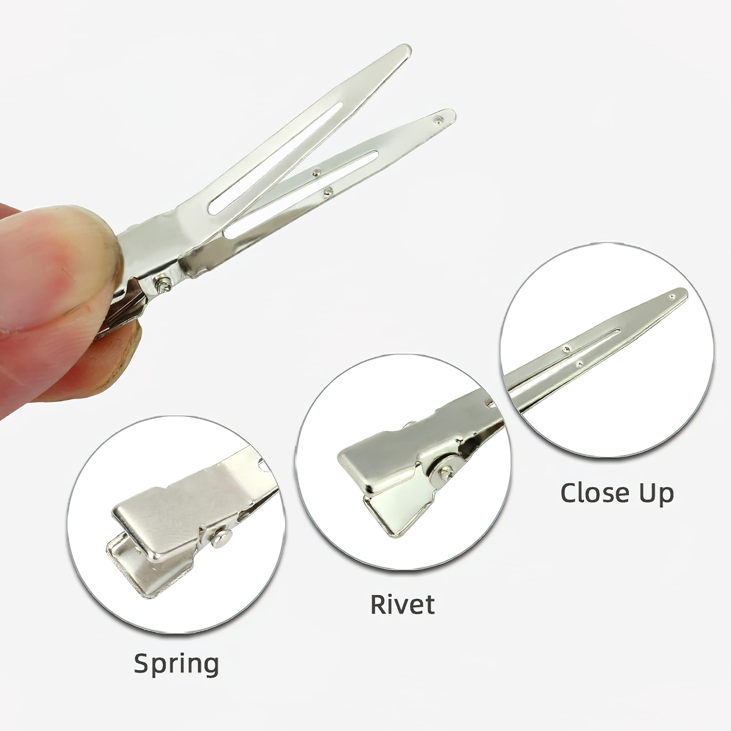 50 Pcs Metal Duck Billed Hair Clips for Women Styling Sectioning, Gingbiss 1.8" Silver Hairdressing Single Prong Curl Clips with Storge Box, Alligator Clips Hair Pins for Hair Salon, Barber, DIY