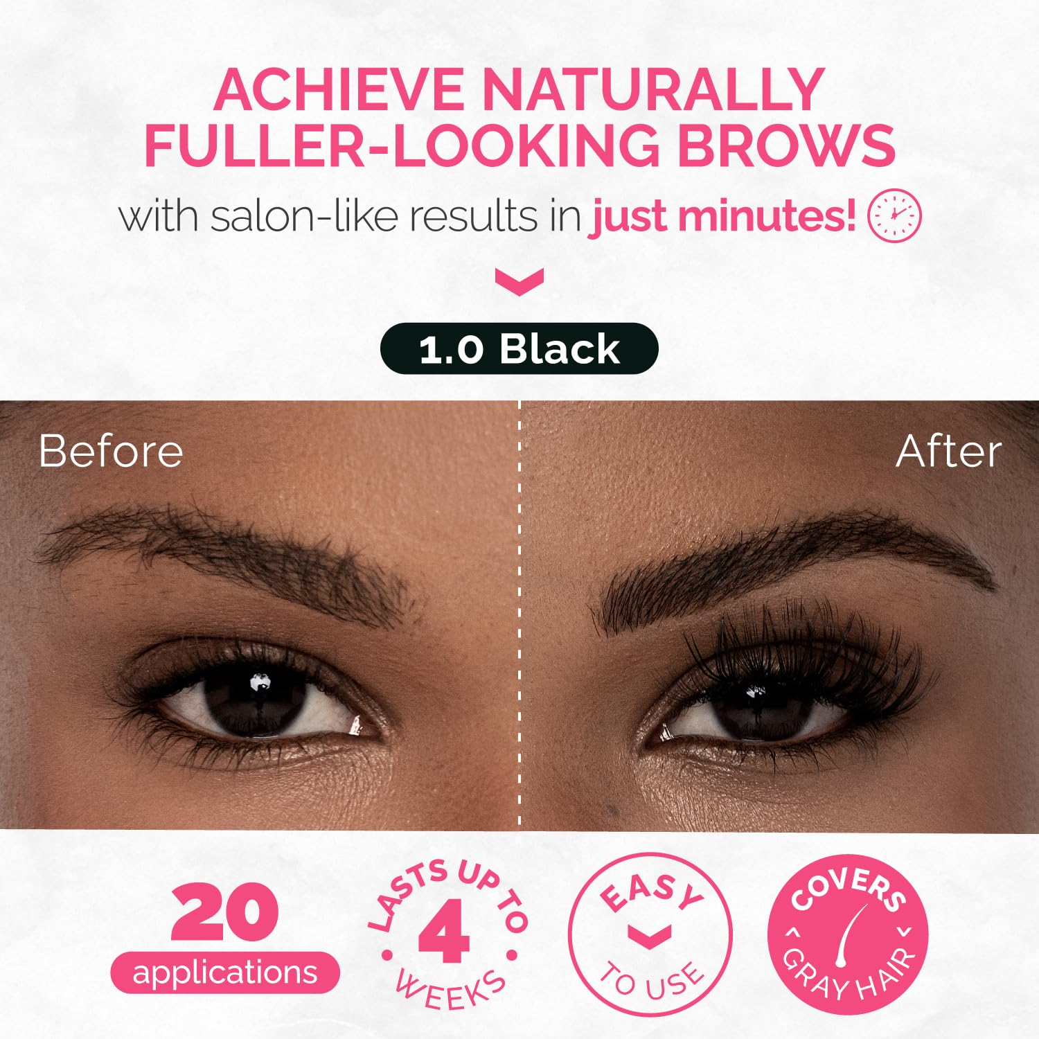 Renata Beauty Brow Tint Kit – Eyebrow Tint Set – Dye Kit with Color Tint, Cream Developer and Styling Brush – Long-Lasting Effect Up to 4 Weeks – 30 Applications [Black]