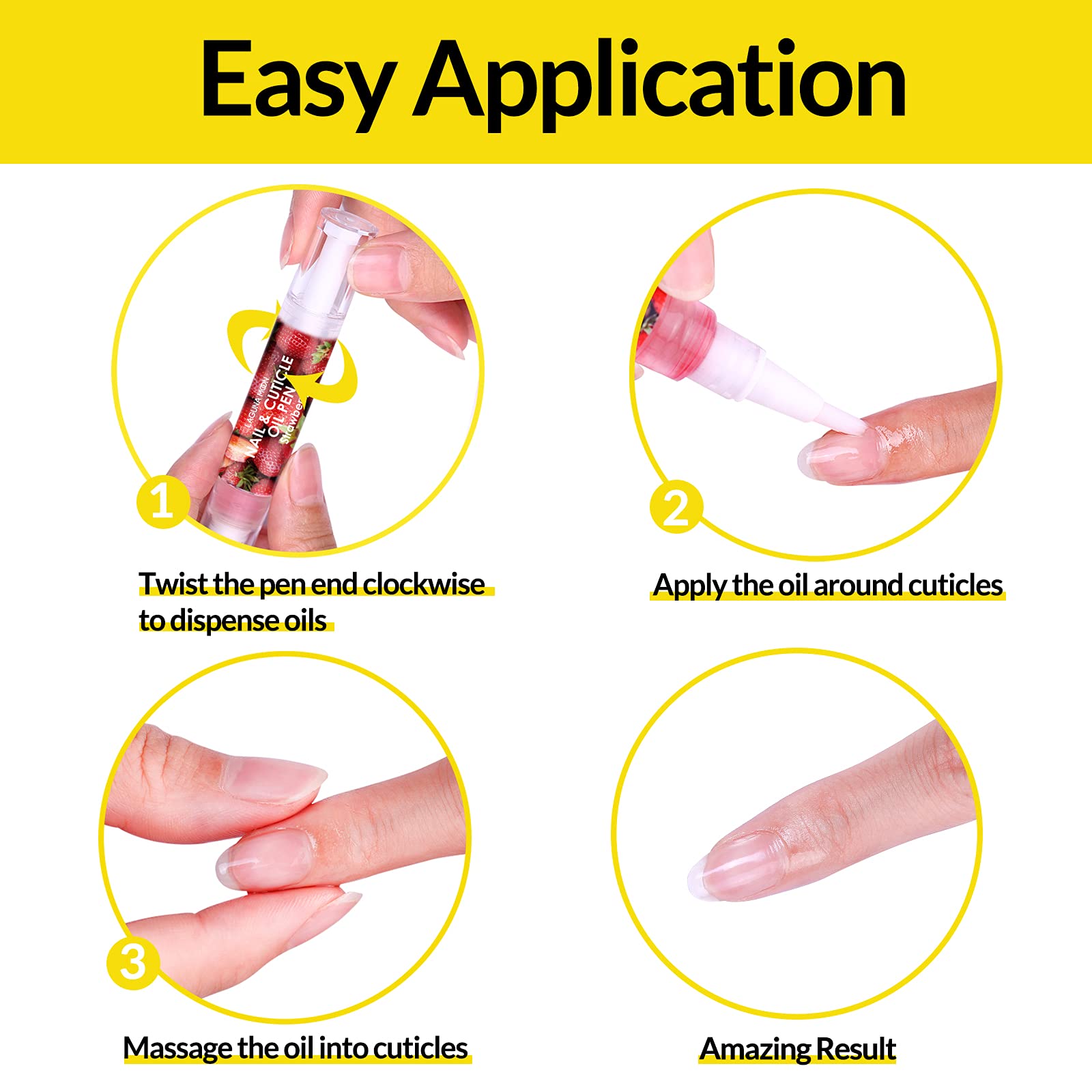 Lagunamoon 10 Pack Cuticle Oil Pens for Nail Care, 5ml Nail Oil Pens with Natural Ingredients to Moisturize and Nourish Dry Nails and Cuticles, Cuticle Oil to Prevent Nail Cracking and Hangnails