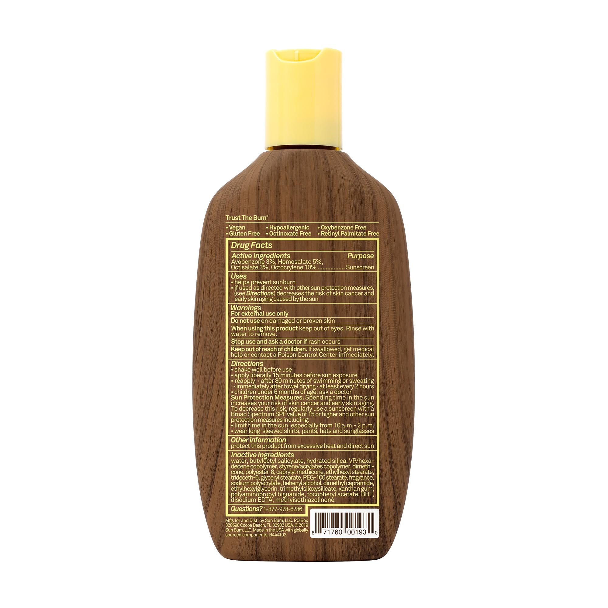 Sun Bum Original SPF 30 Sunscreen Body Lotion - Broad Spectrum Moisturizing Sunscreen with Vitamin E - Hawaii 104 Act Compliant (Made without Octinoxate & Oxybenzone) - 8 oz