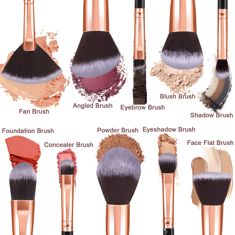 Makeup Brushes, START MAKERS 10Pcs Marble Makeup Brush Set Foundation Powder Blush Blending Eyeshadow Brushes Sets for Face, Eyeshadow, Eyebrow, Concealer, Contour, Highlight (Black)