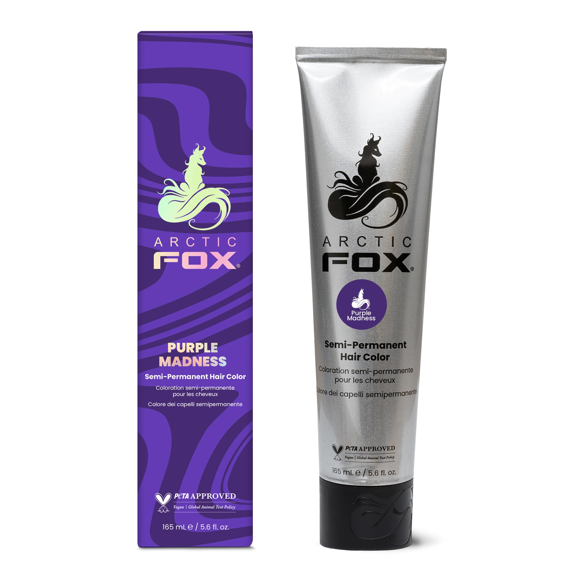ARCTIC FOX 100% Vegan & Cruelty Free Vibrant Semi Permanent Hair Colour Dye - Purple Madness 165 ml e