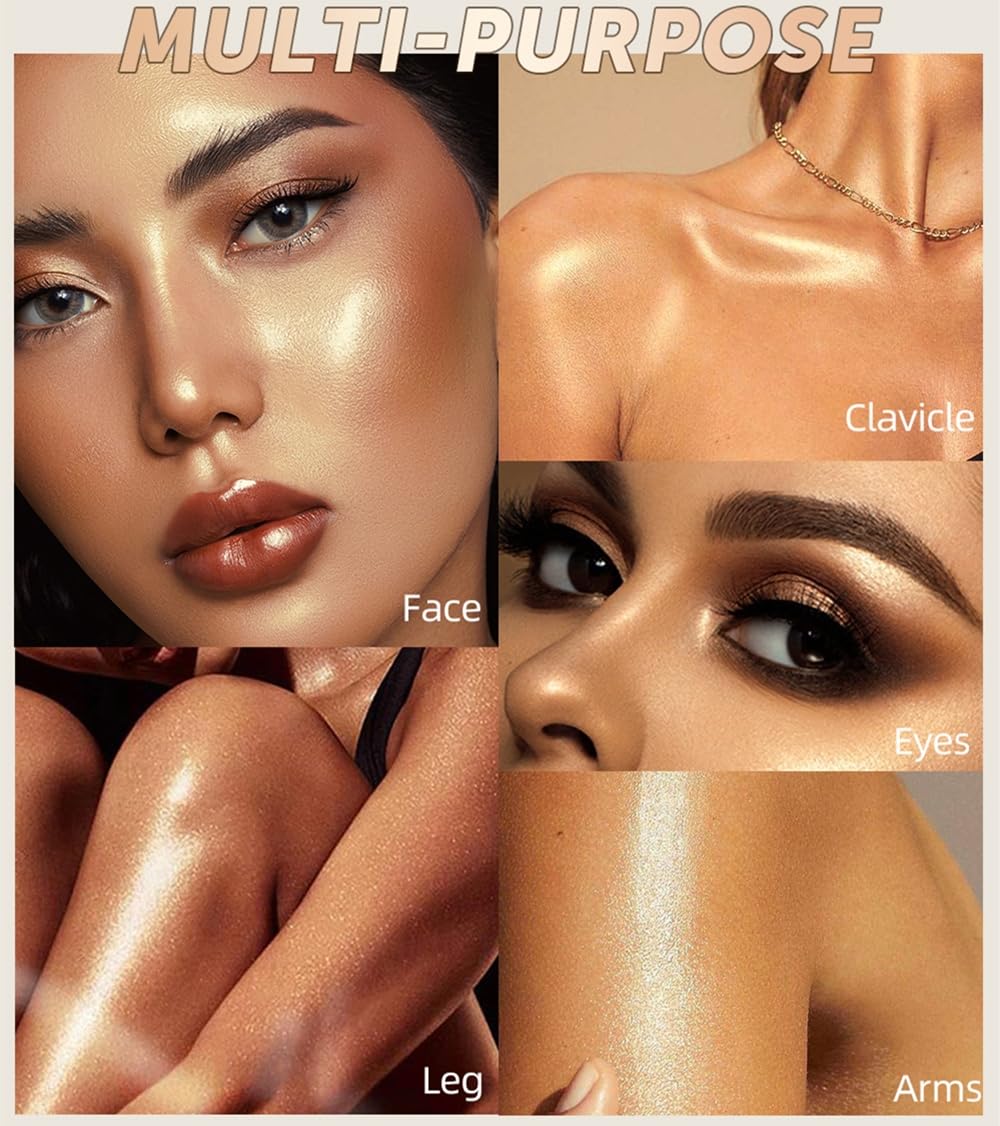 3 Pack Liquid Contour & Highlighter & Blush Makeup Set, Long Lasting Natural Weightless Buildable Contouring Bronzer Blusher Stick Beauty Wand Liquid Highlighter Makeup (Set A)