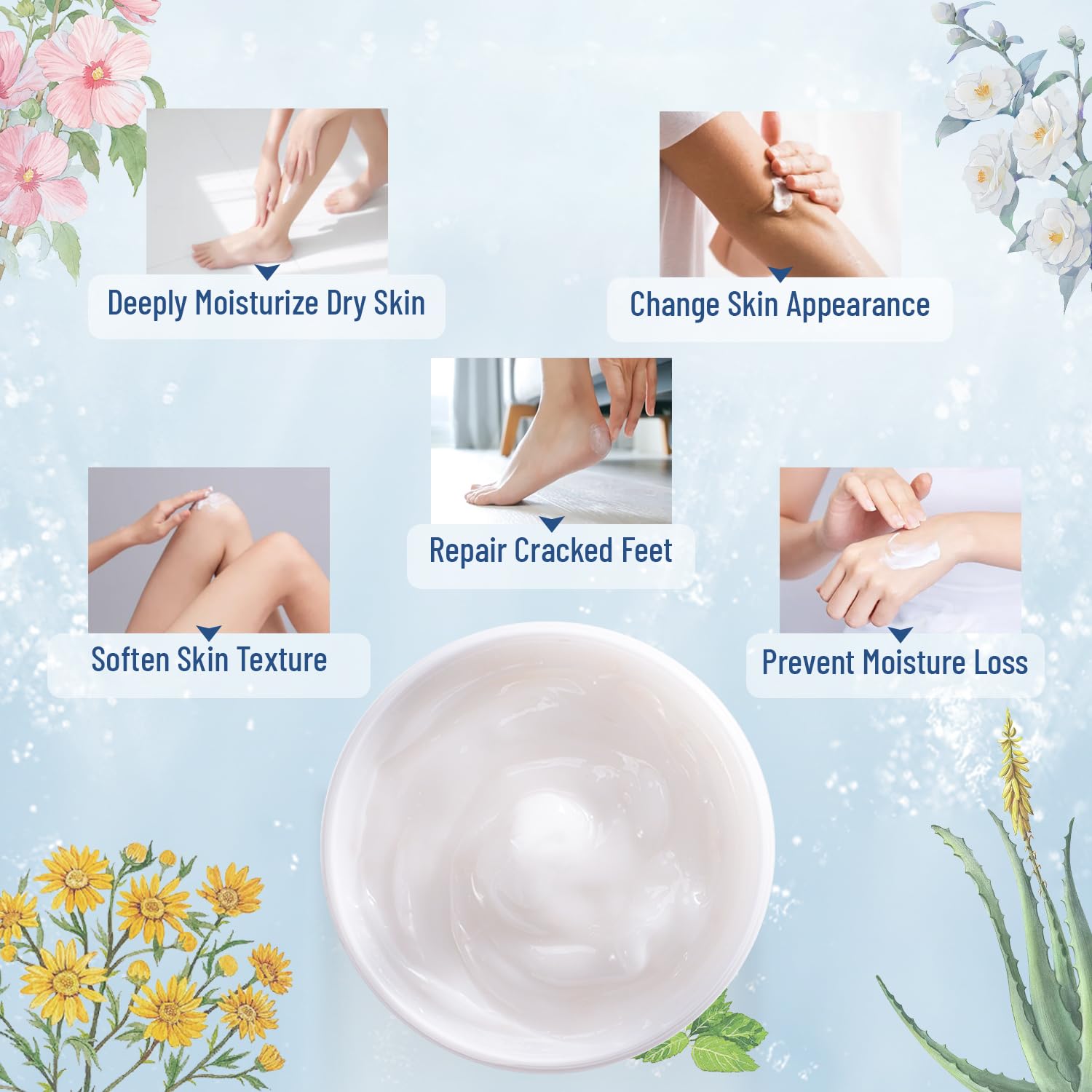 OUKEYA Urea Cream 42% plus Salicylic Acid 2%, Urea Foot Hand Cream for Dry Cracked Feet, Heels, Elbows, Salicylic Acid Cream for Moisturizer, Removes Corns Calluses Dead Skin and Softens Toenails