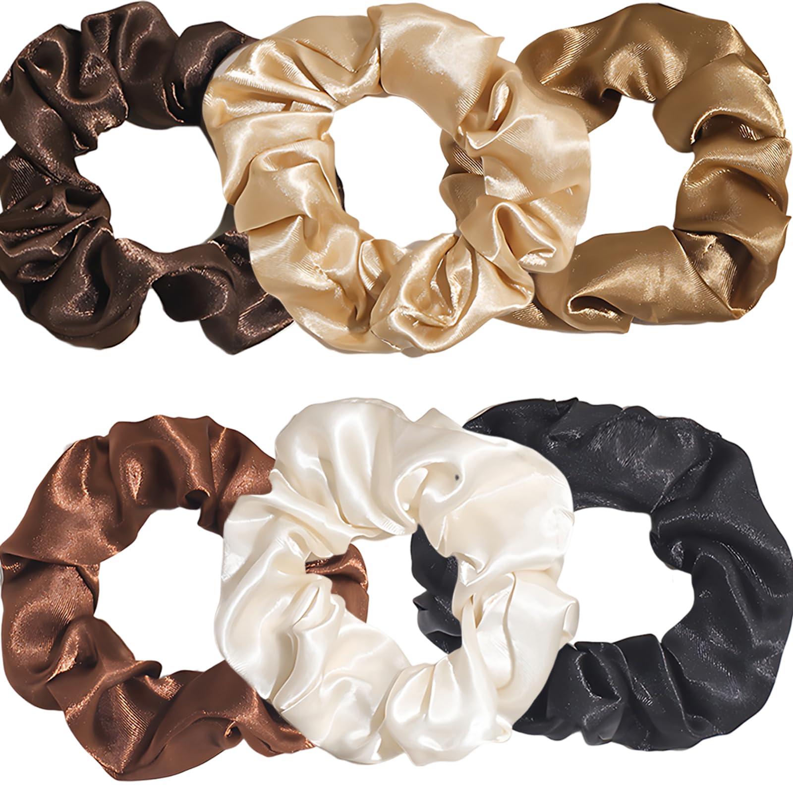 Silk Scrunchies for Hair, 6 Pcs Shunshi Hair Bobbles Soft Elastic Satin Silk Hair Scrunchies for Women, Skinny Hair Bands, Silk Satin Hair Ties,Hair Ties Ropes Hair Accessories for Women Girls Teens
