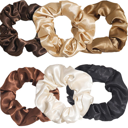Silk Scrunchies for Hair, 6 Pcs Shunshi Hair Bobbles Soft Elastic Satin Silk Hair Scrunchies for Women, Skinny Hair Bands, Silk Satin Hair Ties,Hair Ties Ropes Hair Accessories for Women Girls Teens