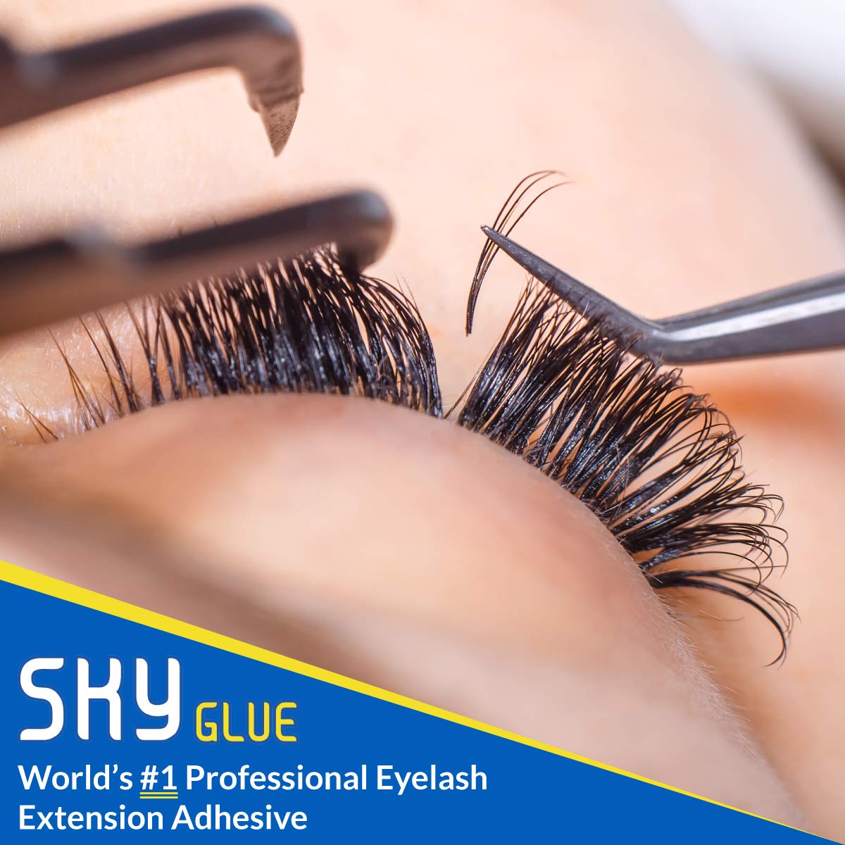 2 Bottles Sky Glue for Eyelash Extensions S+ | Super Strong Black Lash Extension Adhesive for Professional Long Lasting Semi Permanent Individual Lash Extensions | Fast Drying / 7+ Week Retention 5ml