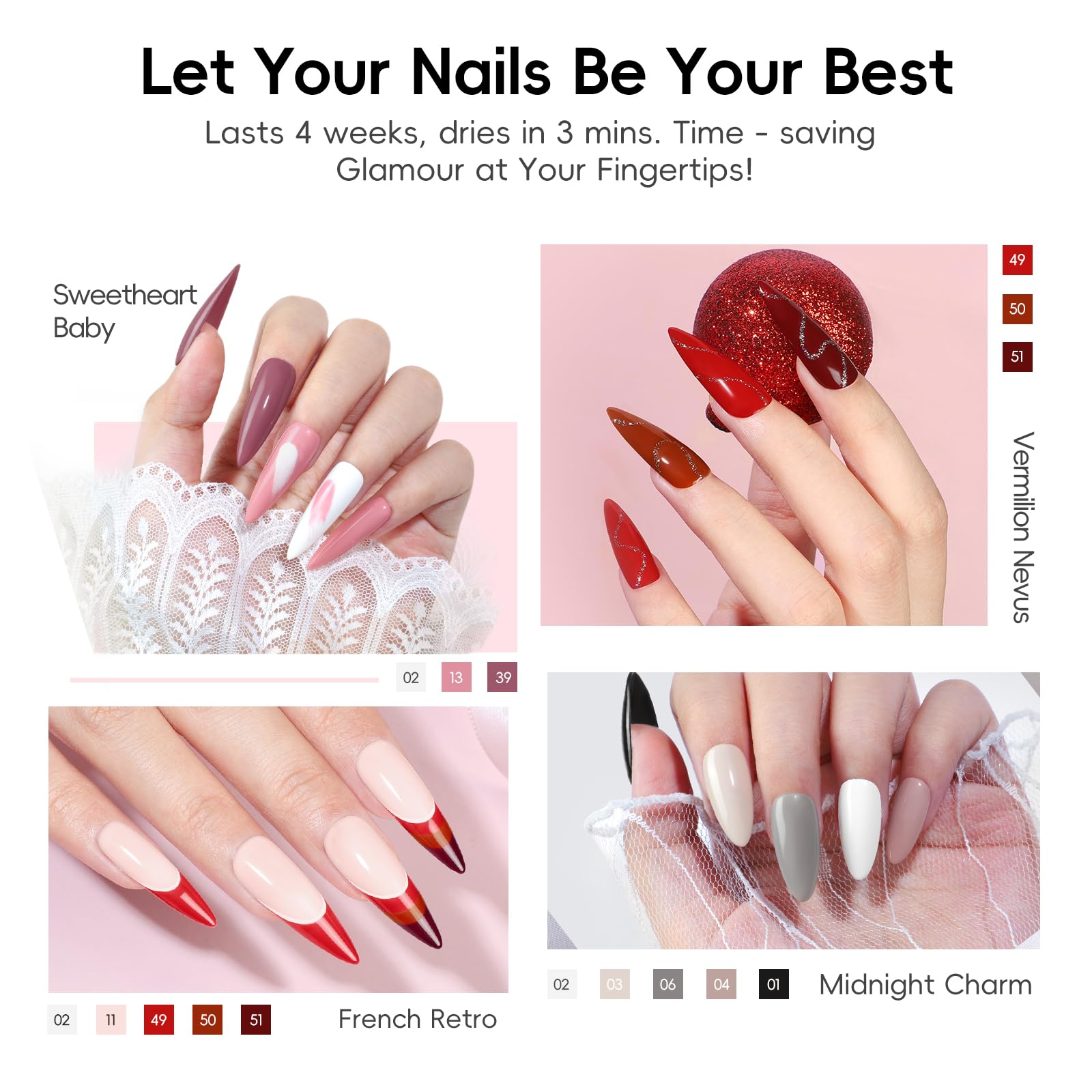 PEACECOLOR Gel Nail Polish Set, 39 PCS Gel Nail Kit with U V Lamp 22+4 Colours White Red Black Gels Polish Set with Base and Top Coat Manicure Tools Nail Salon Sets DIY at home Gifts for Women