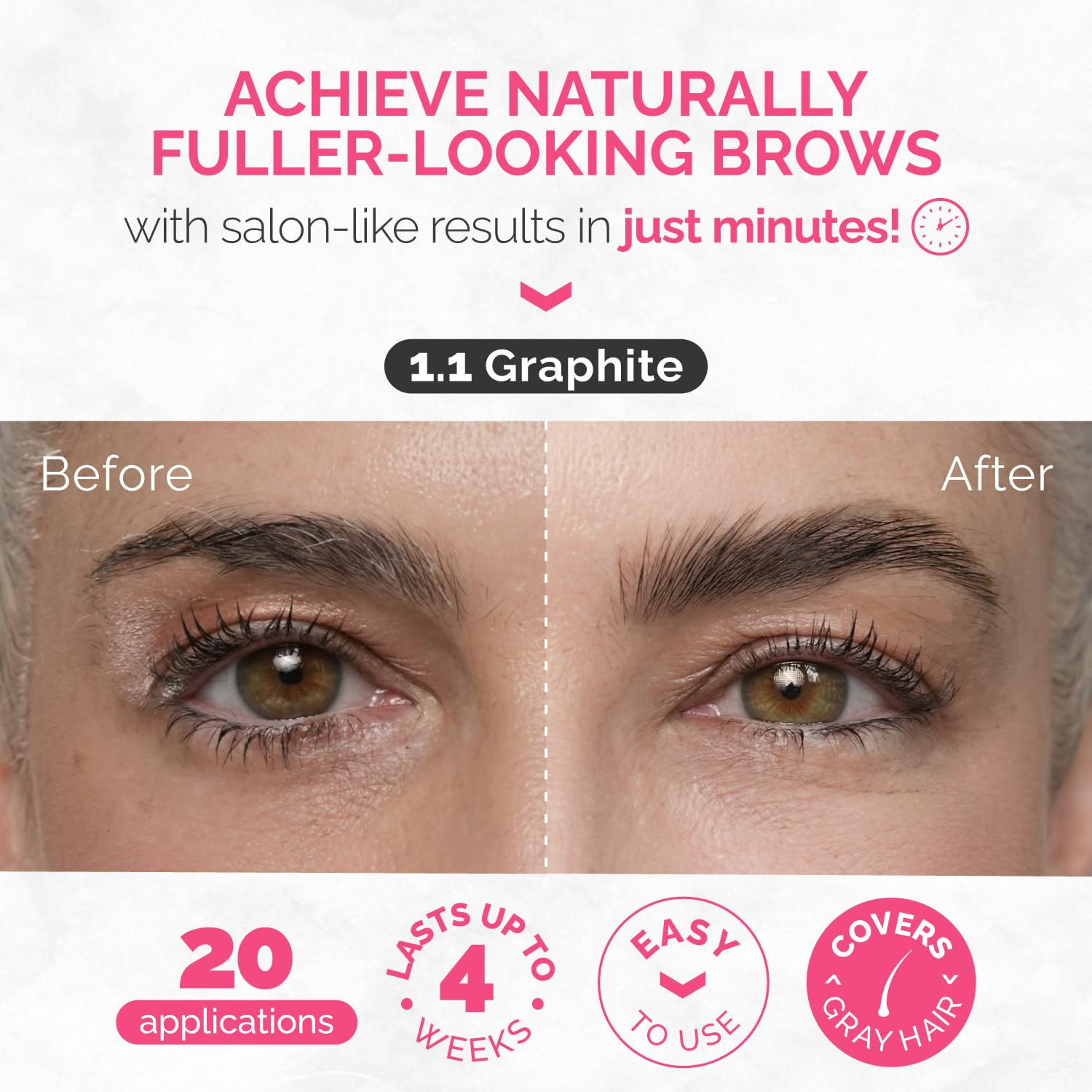RB RENATA BEAUTY Brow Tint Kit – Eyebrow Tint Set – Dye Kit with Color Tint, Cream Developer and Styling Brush – Long-Lasting Effect Up to 4 Weeks – 30 Applications [Graphite]