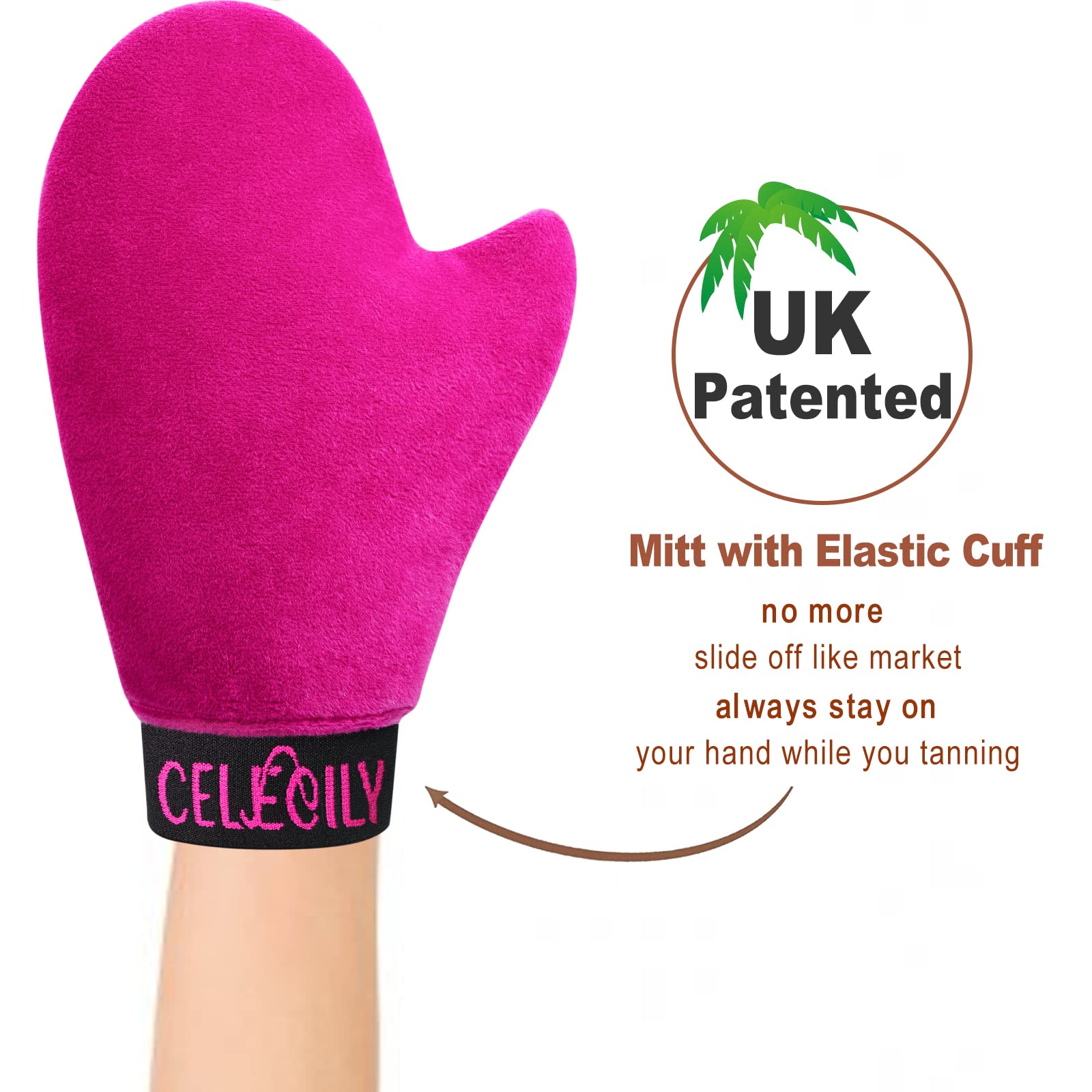 CeleCily Self Tanning Mitt Applicator - Mitten With Thumb and Cuff, Mitts Tanner, Glove for Tan Applicator, Soft Velvet Tanner 1 Count (Pack of 1)