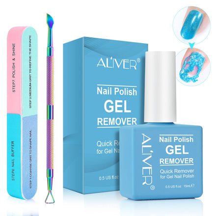ATOANY Gel Polish Remover 15ml With File & Scraper - Professional, Easy & Quick Removal in 3-5 Minutes - Gentle on Nails