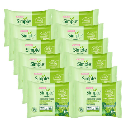 Simple Kind to Skin - Facial Wipes for sensitive skin with Glycerin, Vitamin E,and Vitamin B5 -25 Count (Pack of 6)