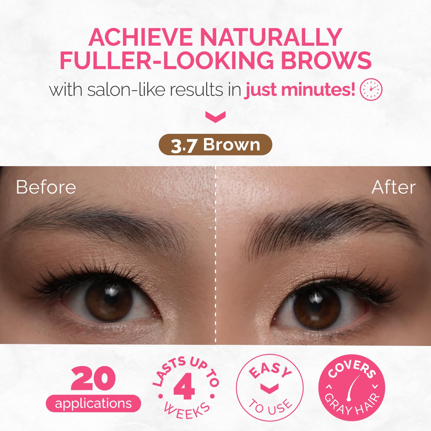 RB RENATA BEAUTY Brow Tint Kit – Eyebrow Tint Set – Dye Kit with Color Tint, Cream Developer and Styling Brush – Long-Lasting Effect Up to 4 Weeks – 30 Applications [Brown]