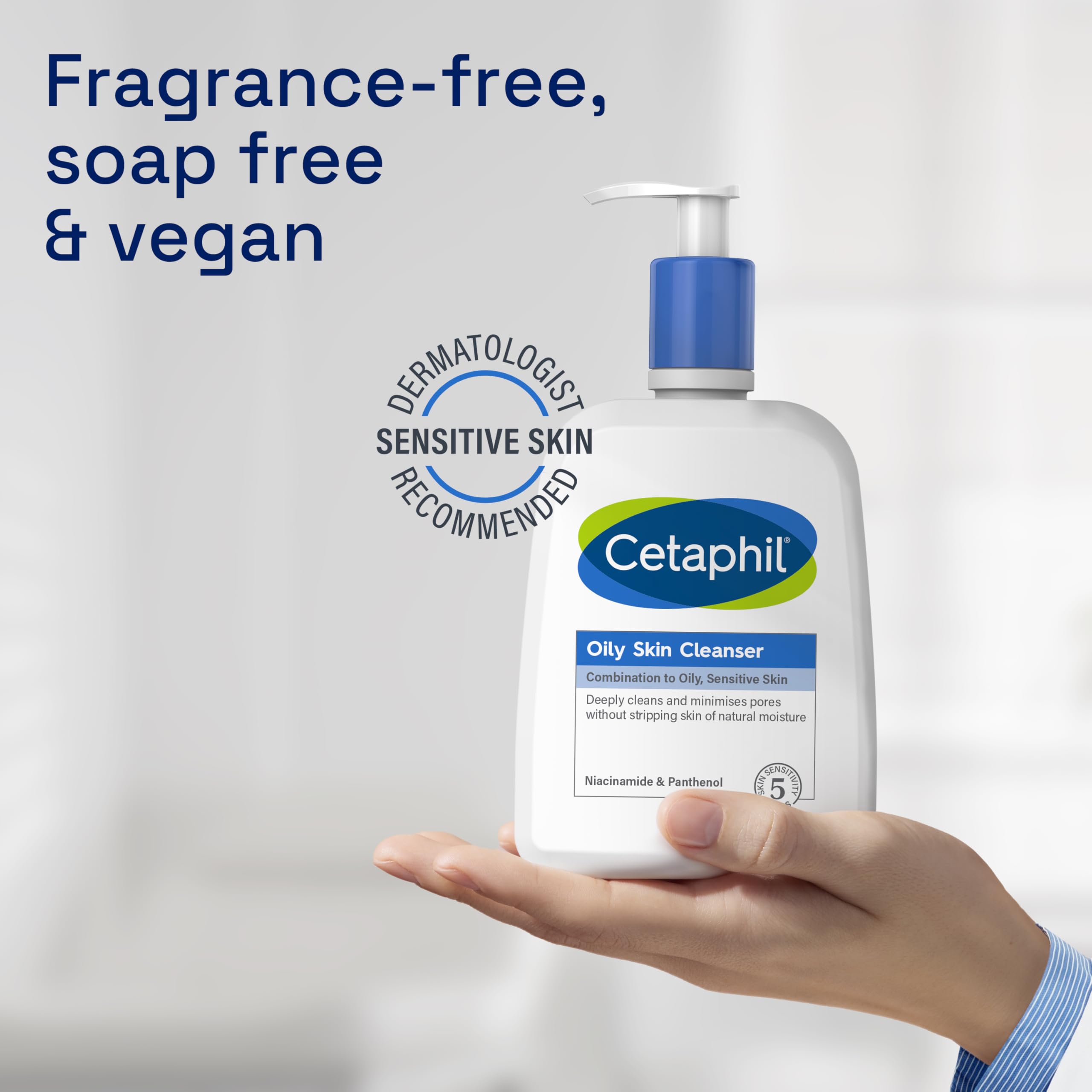 Cetaphil Oily Skin Cleanser, 473ml, Face Wash, For Combination to Oily Sensitive Skin, With Niacinamide