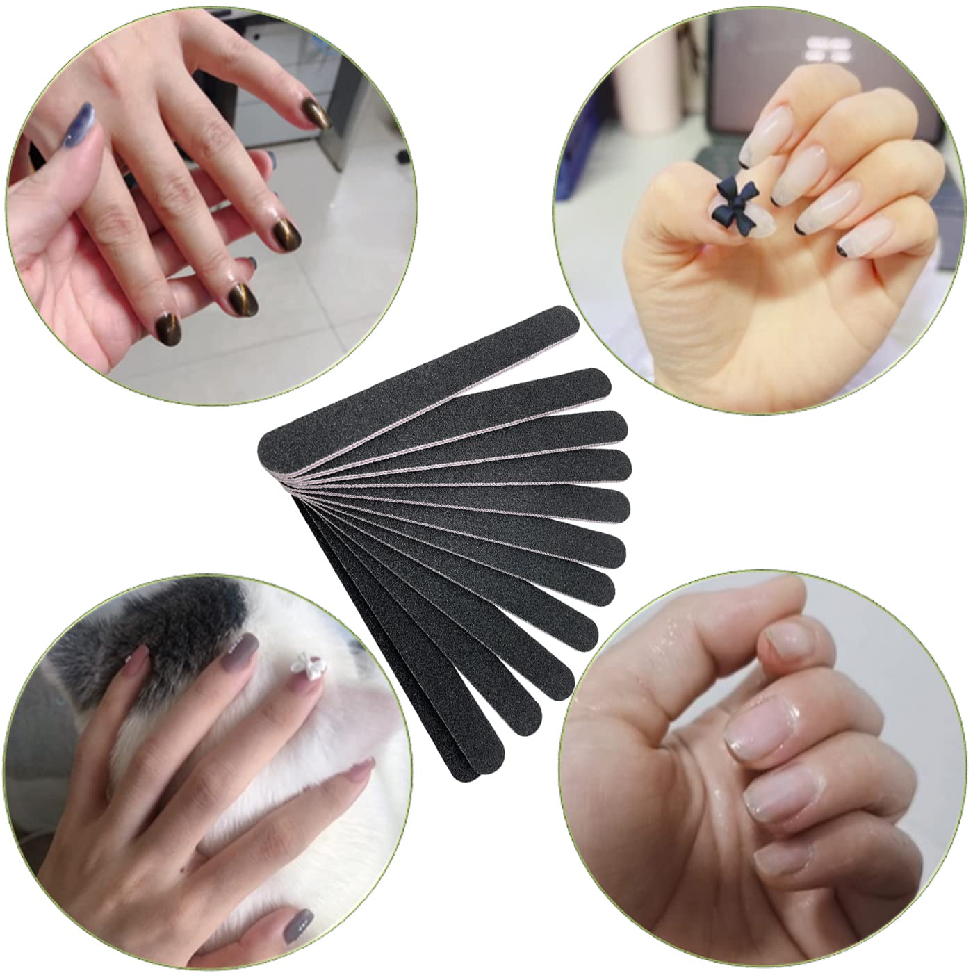 Smukdoo Nail Files Set,12PCS Professional Nail Files Double Sided Emery Board,Fingernal Buffing Files for Home,100/180 Grit
