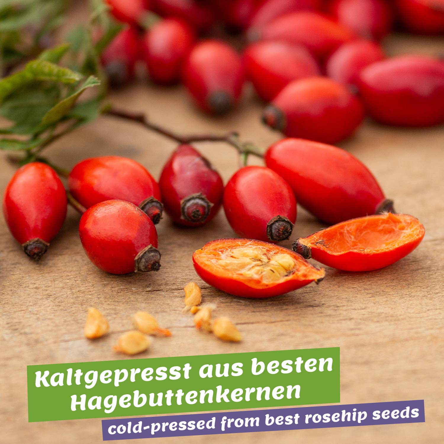 Rosehip Oil 120ml - 100% organic, cold pressed, vegan - Anti-aging Rose Hip Seed Oil for face, skin, body, hair, hands