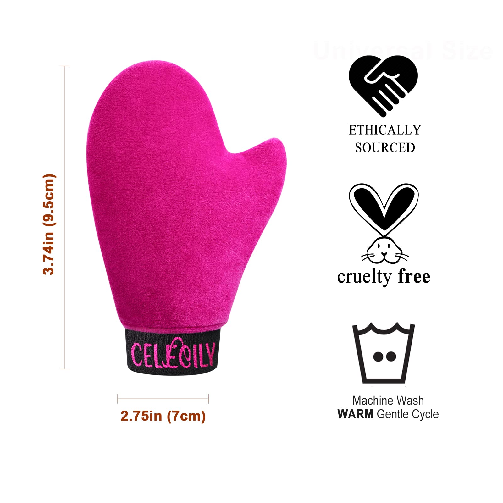 CeleCily Self Tanning Mitt Applicator - Mitten With Thumb and Cuff, Mitts Tanner, Glove for Tan Applicator, Soft Velvet Tanner 1 Count (Pack of 1)