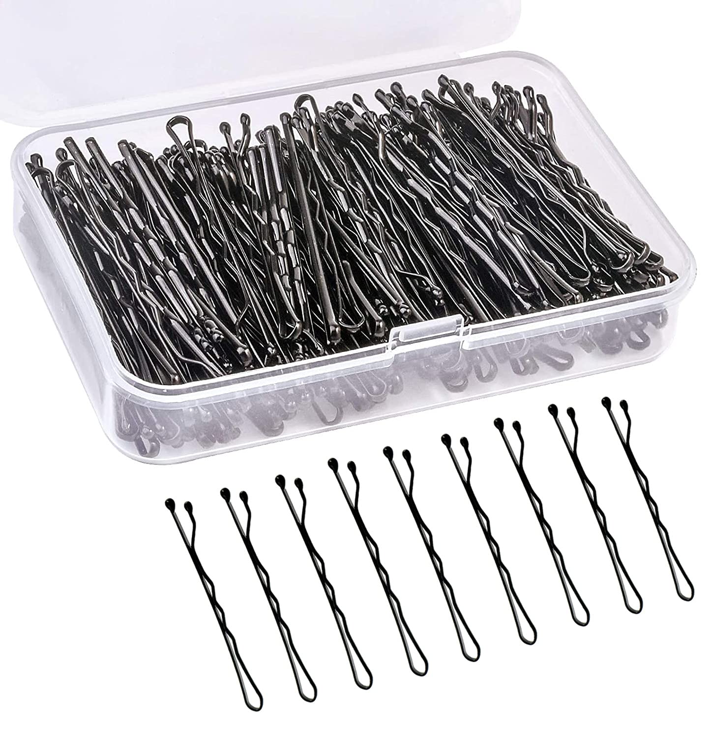 150 Bobby Pins, 2 Inch Hair Clips for Women's Hair Styling with Storage Box (Black)