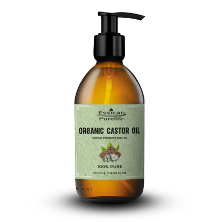Organic Castor Oil 500ml Glass Bottle with Pumps for Hair Care