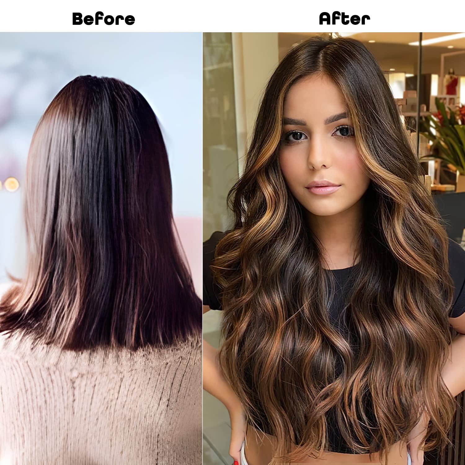 Brown Hair Extensions Clip in, 20 Inches Long Synthetic Curly Clip in Hair Extension for Women and Girls (Dark Brown with Mix Light Brown Highlights, 4pcs)