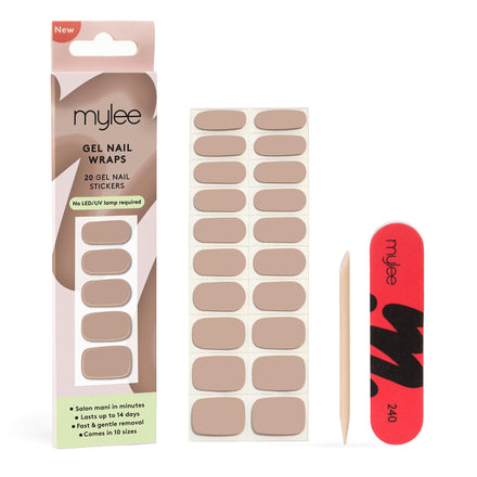 Mylee Gel Nail Wraps – 10 Pre-Cured Gel Stickers for Instant Mani – No Lamp Needed, Chip-Resistant, Glossy Finish, Lasts Up to 14 Days – Easy to Apply, Vegan & Cruelty-Free (0034 - Cozy Nights)