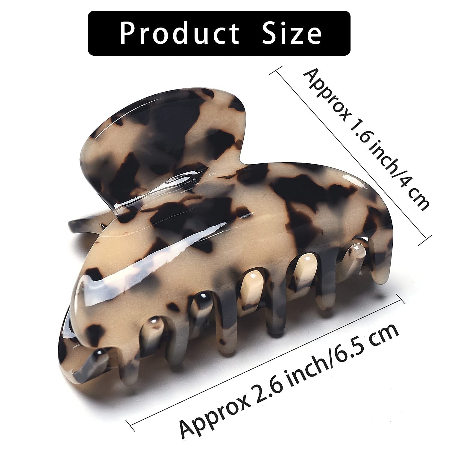 FSMILING Medium Hair Claw Clips For Fine Hair,Nonslip Small Claw Hair Clips For Women Thin Thick Hair,Celluloid Tortoise Hair Clip Jaw Claw Clamp Clutcher,Black, tortoise, light tortoise