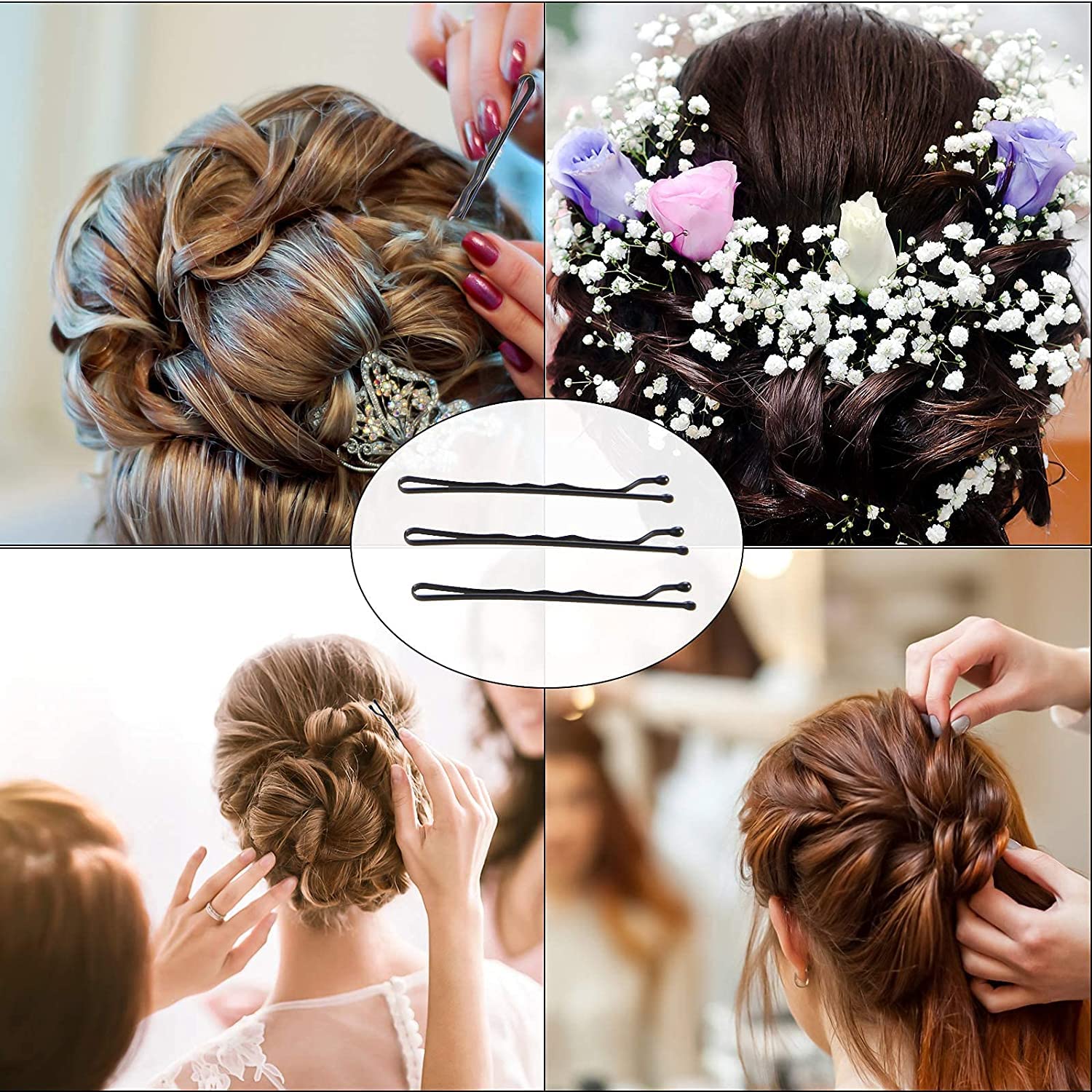 AnAsh Hair Pins 60 Pcs, Bobby Pins for Women, Hair Grips for Thick, Thin, Wavy, Curly, Long and Short Hair, Perfect for daily Wearing, Casual, Party, Travel, & Weddings (Silver)