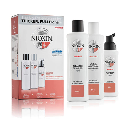 Nioxin 3-Part System | System 4 | Chemically Treated Hair with Progressed Thinning Hair Treatment | Scalp Therapy | Hair Thickening Treatment | Loyalty Kit