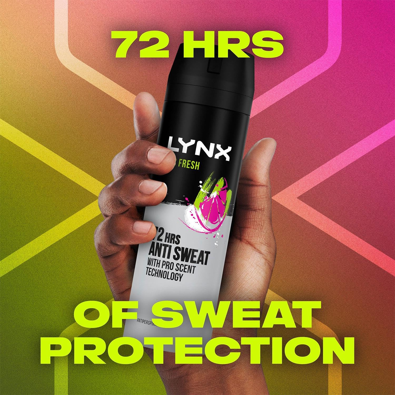 Lynx Anti-Perspirant Epic Fresh 72-Hour Sweat & Odour Protection Deodorant Spray for Men with Unique Scent of Grapefruit and Tropical Pineapple, 200ml Pack of 3