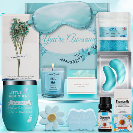 Pamper Gifts for Women, Gifts for Women Birthday Unique, Bath Sets Relaxation Spa, Get Well Soon, Self Care Package for Her Ideas for Siste, Ladies, Friend, Mothers Day (Chamomile)