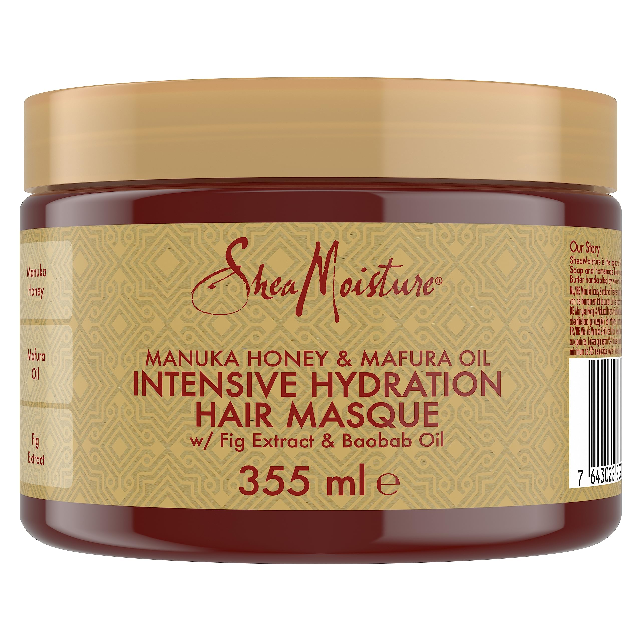 SheaMoisture Manuka Honey & Mafura Oil Intensive Hydration Hair Mask sulphate and silicone free hair mask for dry hair for dry, damaged hair contains nourishing hair oil 355 ml