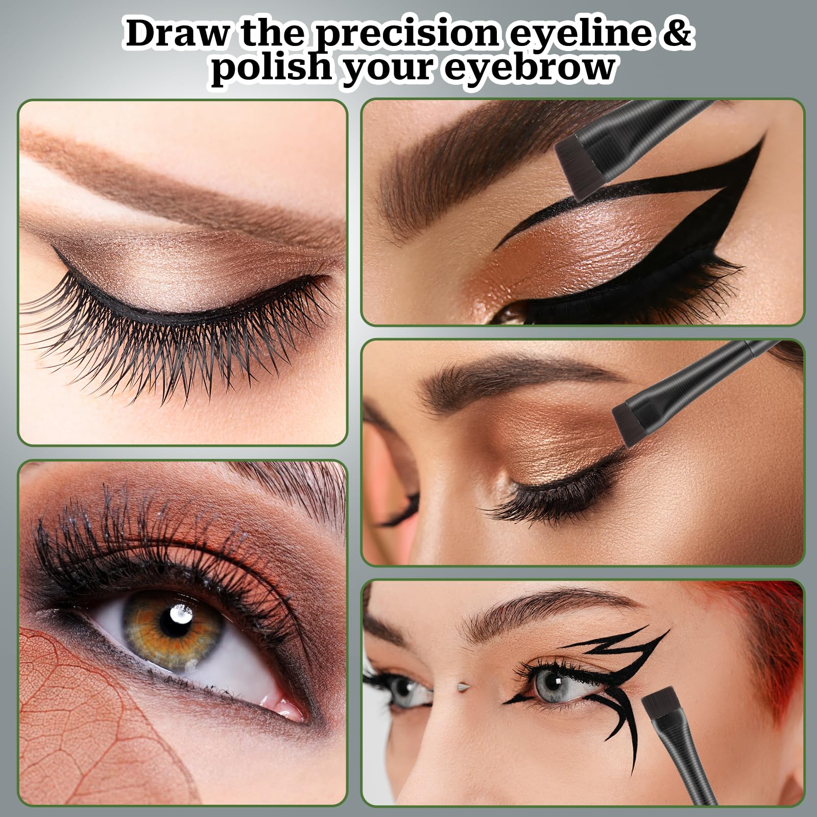 12 Pack Angled Eyeliner Brush Set Eyebrow Brushes, Flat Eyebrow Tint Brush, Ultra Thin Makeup Brush, Fine Slanted Eyebrow Brush Applicator, Eye Makeup Brush Applicator