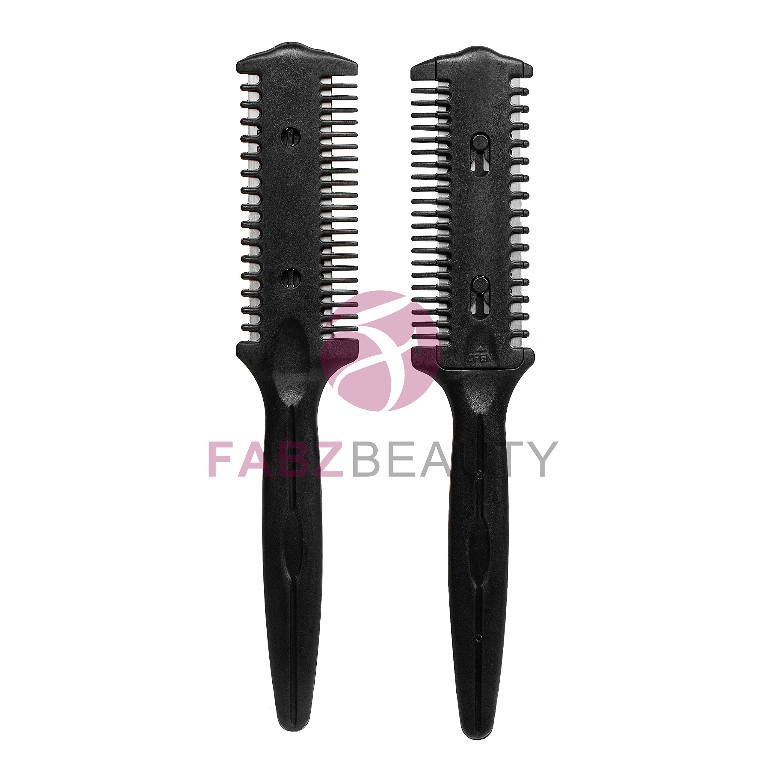 Fabz Beauty Hair Thinning Comb, Double Sided Hair Trimmer Styling Razor Comb, Black, Unisex, Manual, 1 Count