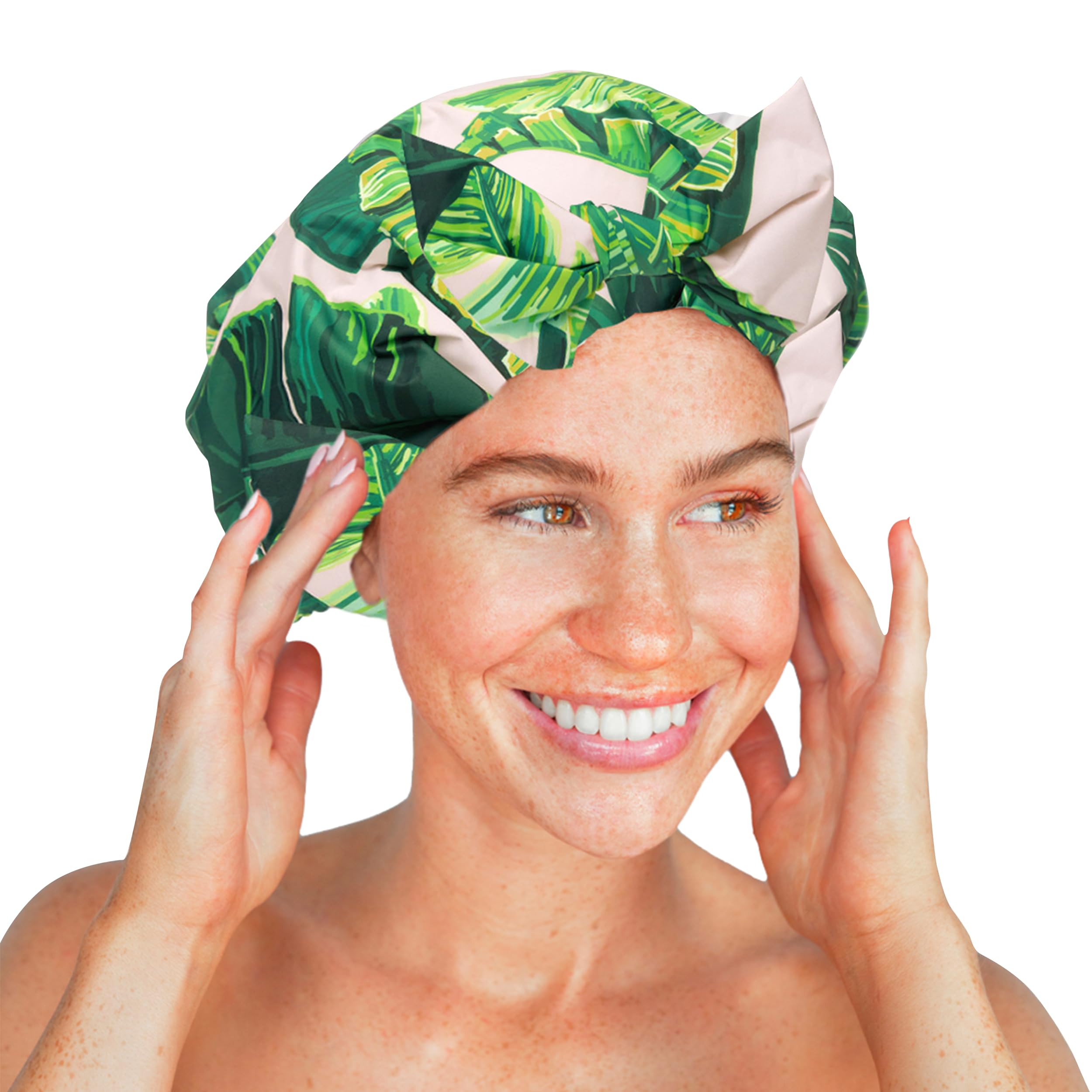 Kitsch Luxury Shower Cap for Women, Palm Leaves- Palm Leaves